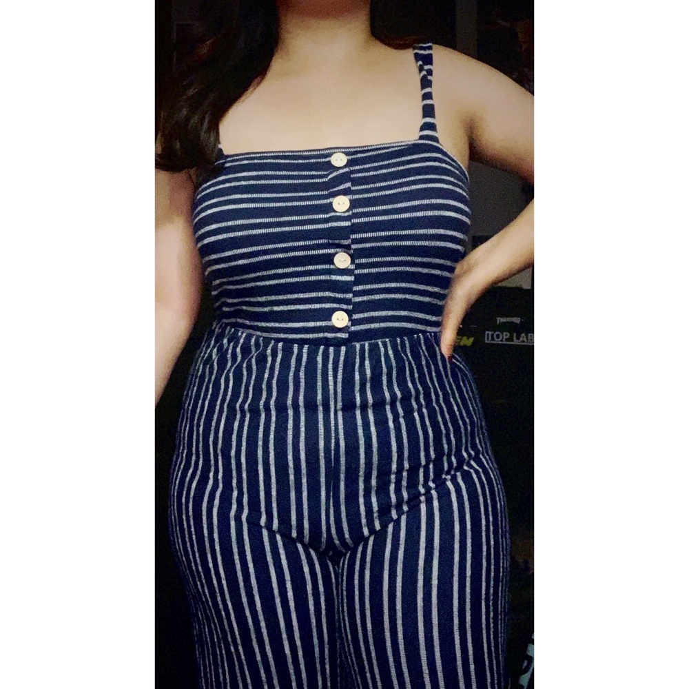 Navy Blue Stripped Jumpsuit